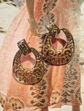 Antique-Style Gold Filigree Hoop Earrings